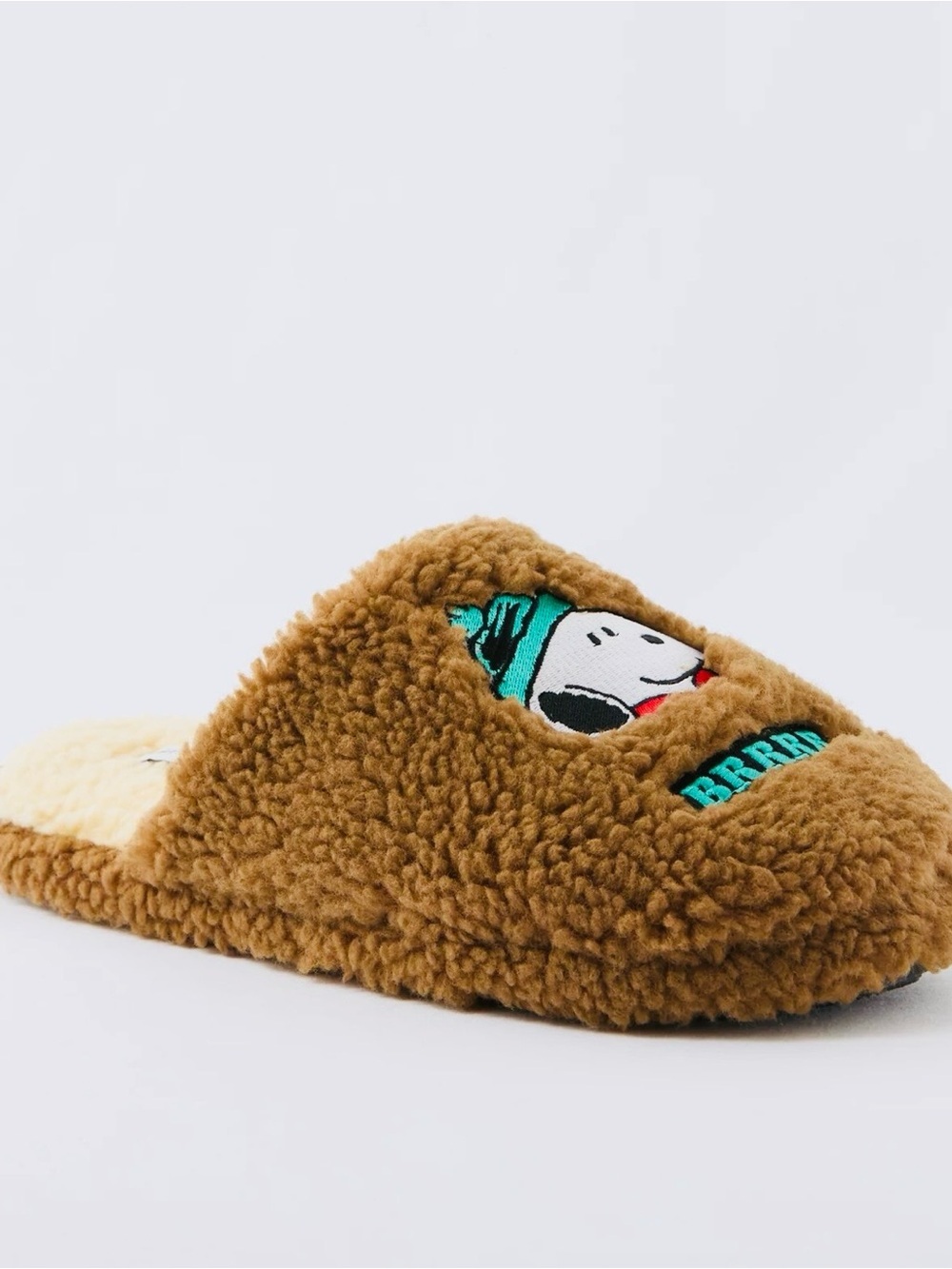 American Eagle Unixex Outfitters Brown Sherpa Snoopy Slippers size 11/12 - Picture 3 of 5